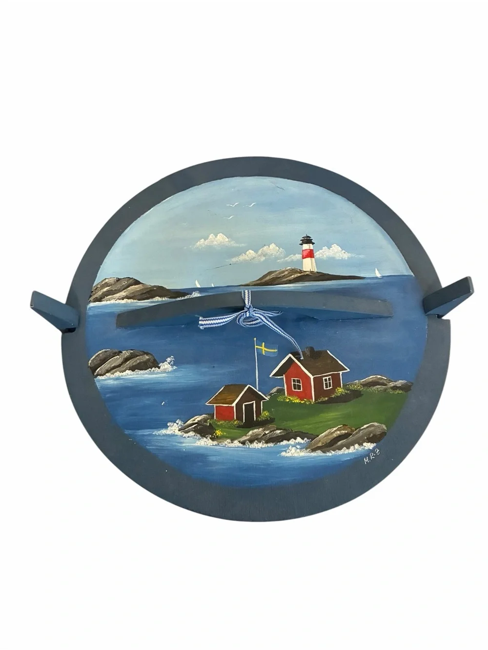 Maria Rask-Zilen Swedish Hand Painted Bentwood Box Nautical Lighthouse Svepask